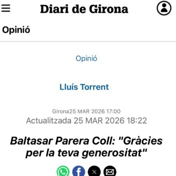 Baltasar Parera Coll: “gràcies per la teva generositat”