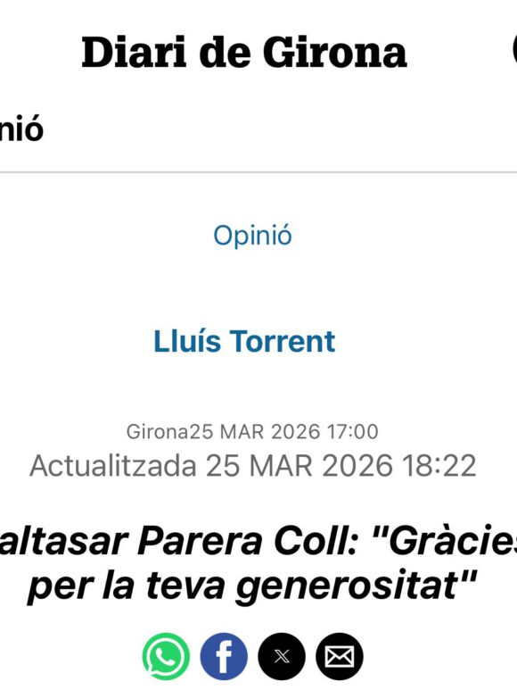 Baltasar Parera Coll: “gràcies per la teva generositat”